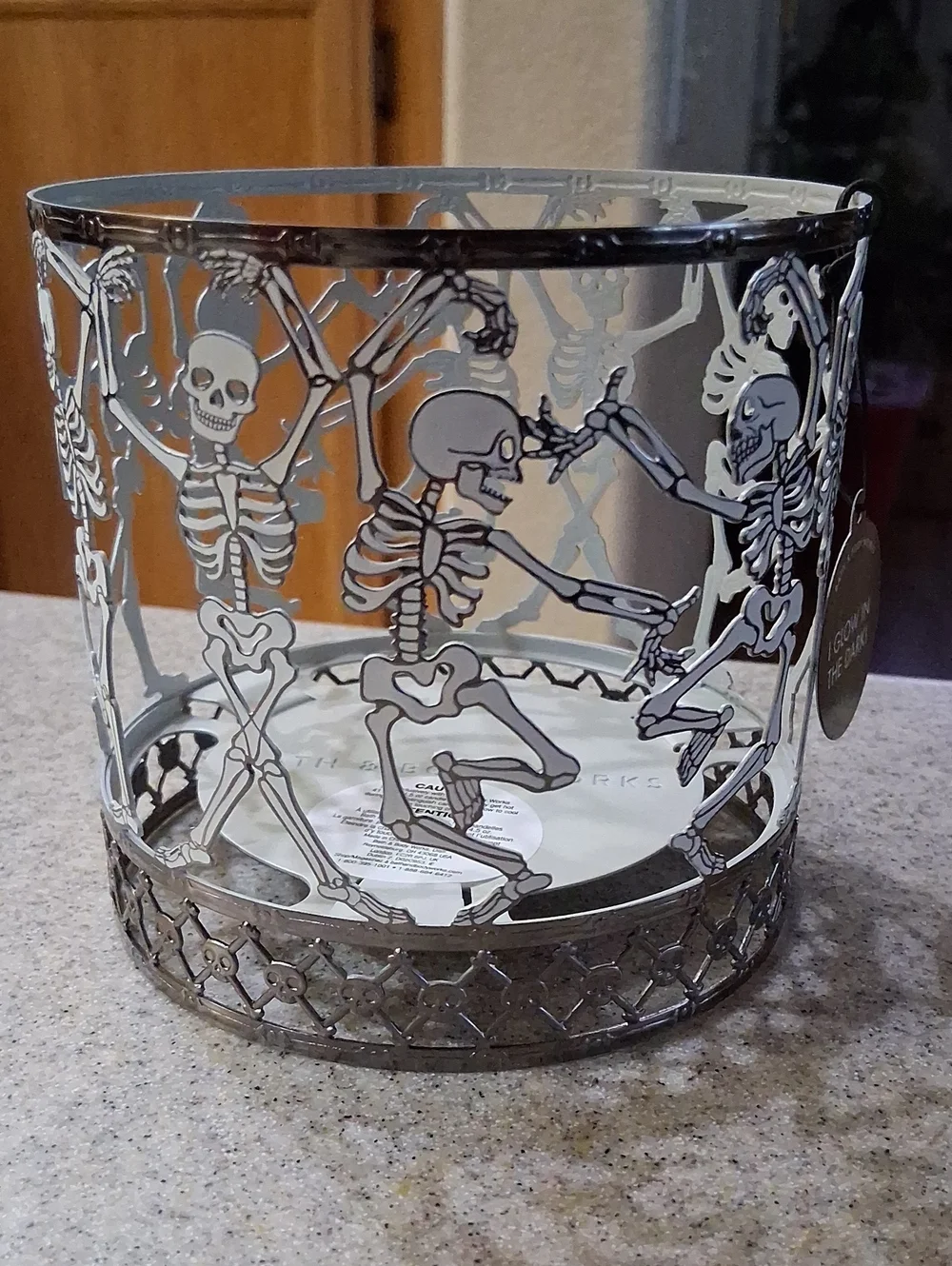Bath & Body Works Dancing Skeleton Metal Candle Holder - Silver